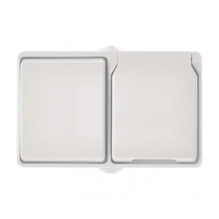 Gniazda-pojedyncze-natynkowe - gniazdo natynkowe+włącznik schodowy biały matowy ip44 a1397.5 emos 