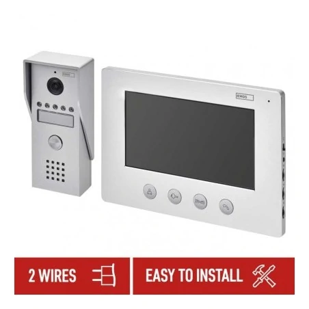 Wideodomofony - wideodomofon 7" komplet łatwy montaż em-03m 2wire h2050 emos 