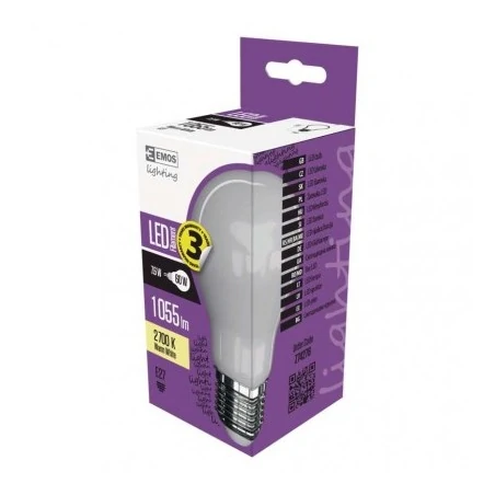 Gwint-trzonek-e27 - żarówka led a60 7,6w-75w 1050lm e27 ciepła biel 3 lata gw. emos z74276 