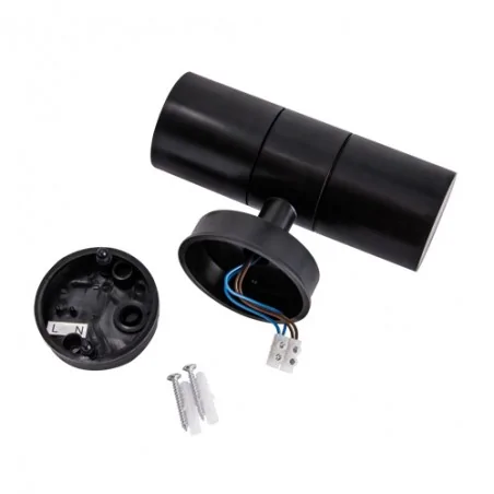 Kinkiety-ogrodowe - hermetyczny kinkiet ogrodowy dwukierunkowy czarny ip54 2xgu10 gordon 03937 ideus 