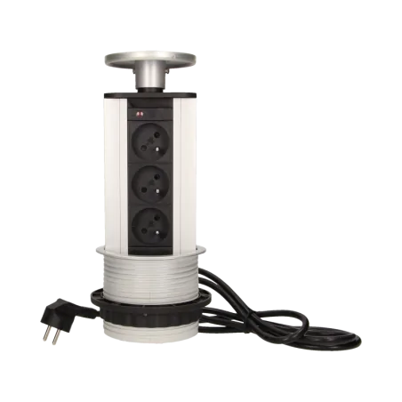 Gniazda-meblowe - gniazdo meblowe wysuwane z blatu z przewodem srebrne 3x2p+z 1,8m or-ae-1351 orno 