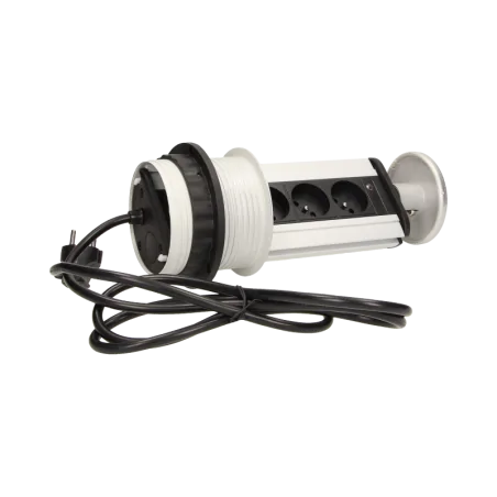 Gniazda-meblowe - gniazdo meblowe wysuwane z blatu z przewodem srebrne 3x2p+z 1,8m or-ae-1351 orno 