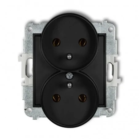 Gniazda-podwojne-podtynkowe - gniazdo podwójne czarne matowe z uziemieniem 12mgpr-2z deco mini karlik 