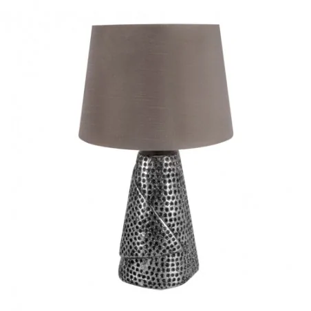 Lampki-nocne - srebrno-szara lampka stołowa glamour e27 magda 03962 ideus 