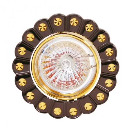 Oprawy-sufitowe - czarno- złota oprawka sufitowa na żarówkę halogenową 12v papatya 01249 ideus 