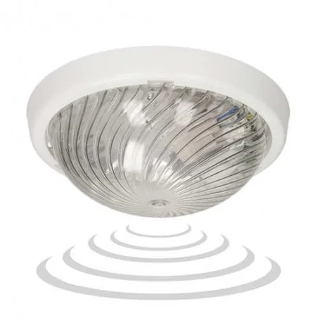 Plafony - oprawa oświetleniowa z mikrofalowym czujnikiem ruchu biały wymienne źródło światła e27 ip44 75w a2210-p-hf orno 