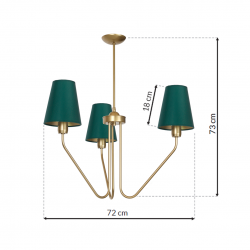 Lampy-sufitowe - żyrandol na trzy żarówki e27 zielony/mosiądz victoria mlp4907 eko-light 