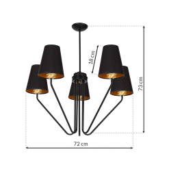 Lampy-sufitowe - żyrandol z pięcioma kloszami czarny 5xe27 victoria mlp4913 eko-light 