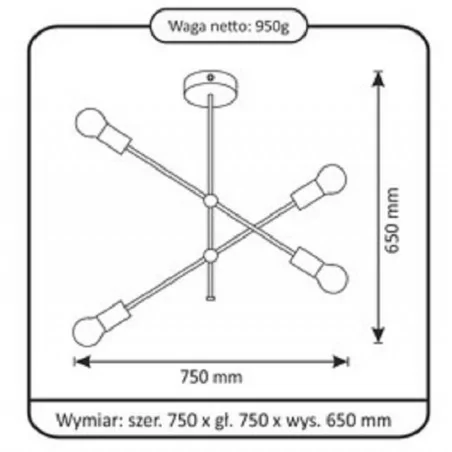 Lampy-sufitowe - srebrna lampa sufitowa na 4 żarówki e27 mora chrome 318107 polux 