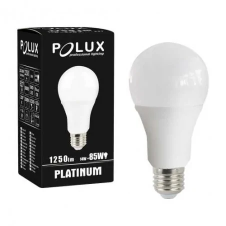 Gwint-trzonek-e27 - ciepła żarówka led e27 z mlecznym kloszem 14w 3000k a65 1250lm 303851 polux 
