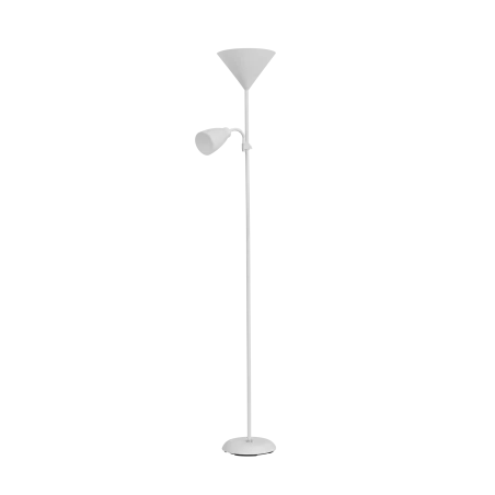 Lampy-stojace - podłogowa lampa biała 175 cm, max 25w e27 + max 25w e14 urlar orno 