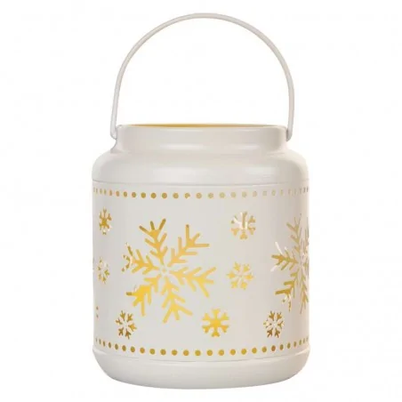 Dekoracje-swiateczne-led - lampion metalowy ażurowy biały śnieżynka dclv11 emos 