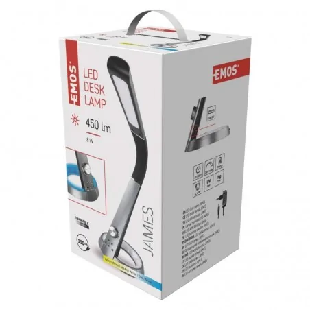 Lampki-biurkowe - nowoczesna lampka biurkowa led 8w 3000k/4000k/6000k james z7614 emos 