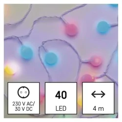 Oswietlenie-choinkowe - dekoracyjne lampki choinkowe multicolor - timer 40xled 4m ip44 big cherry d5am01 emos 