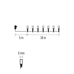 Oswietlenie-choinkowe - lampki choinkowe o długości 18m multicolor 180xled zielony przewód, 8 programów, ip44 d4am09 emos 