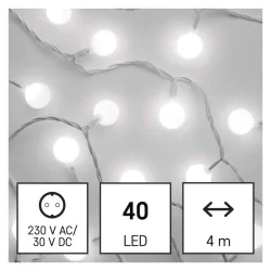 Oswietlenie-choinkowe - okrągłe światełka choinkowe białe 40xled 4m ip44 zimna biel ip44 timer d5ac01 emos 