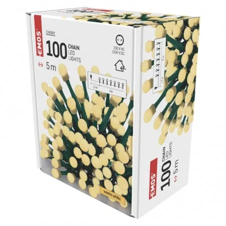 Oswietlenie-choinkowe - lampki choinkowe 100xled o długości 5m ciepła biel ip20 cherry d5gw02 emos 