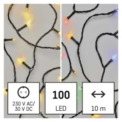 Oswietlenie-choinkowe - lampki choinkowe 2 w 1 multicolor lub ciepła barwa światłą 100xled 10m ip44 d4ah01 emos 