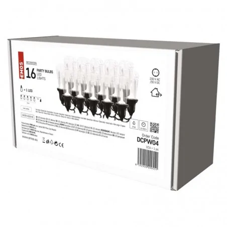 Dekoracje-swiateczne-led - girlanda o długości 3,6m 16xled - przeźroczyste zimna biel, ip44 dcpw04 emos 