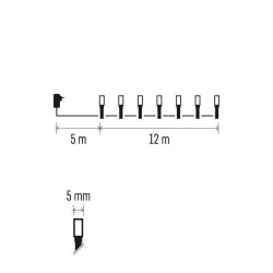 Oswietlenie-choinkowe - łańcuch na choinkę 12m 120xled ciepła biel, 8 programów, ip44 d4aw09 emos 