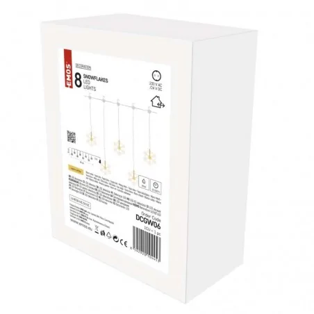 Dekoracje-swiateczne-led - świąteczna girlanda w kształcie śnieżki 6xled 45x84 cm ciepła biel, ip44, dcgw06 emos 