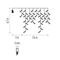 Dekoracje-swiateczne-led - oświetlenie świąteczne sople 200xled 3,6m, ciepła biel, 8 programów, ip44 zy2049 emos 