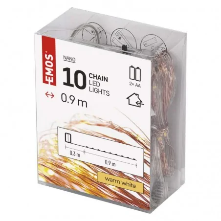 Dekoracje-swiateczne-led - świecąca dekoracja świąteczna -łezka 10xled 0,9m 2xaa ciepła biel, ip20  ip20 timer d3aw06 emos 