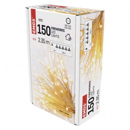 Dekoracje-swiateczne-led - girlanda świetlna - frędzle 150xled 2,35m, ciepła biała, ip20, timer d3aw08 emos 