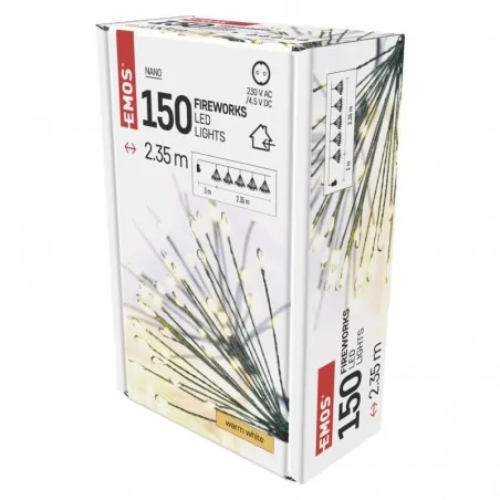 Dekoracje-swiateczne-led - dekoracyjne oświetlenie - frędzle 150xled 2,35m, ciepła biel, ip20, timer, d3aw09 emos 