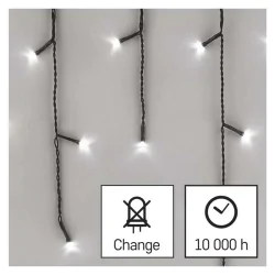 Dekoracje-swiateczne-led - oświetlenie wiszące - sople 3,6m, 200xled, zimna biel, 8 programów, ip44, d4cc01 emos 