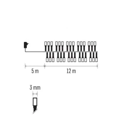 Oswietlenie-choinkowe - lampki choinkowe - jeżyk 600xled 12m, zimna biel, ip44, timer d4bc03 emos 