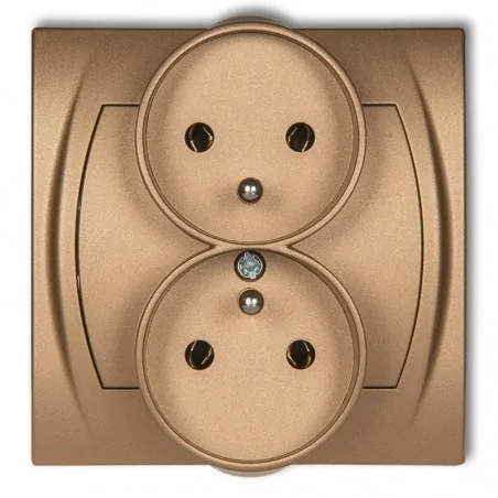 Gniazda-elektryczne - podwójne gniazdo z uziemieniem złote 8lgpr-2z logo karlik 