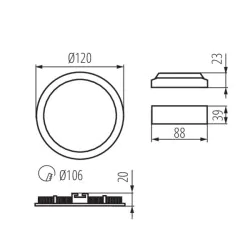 Oprawy-sufitowe - oprawa sufitowa typu downlight w kolorze czarnym 6w 3000k rounda v2led6w-ww-b 33562 kanlux 