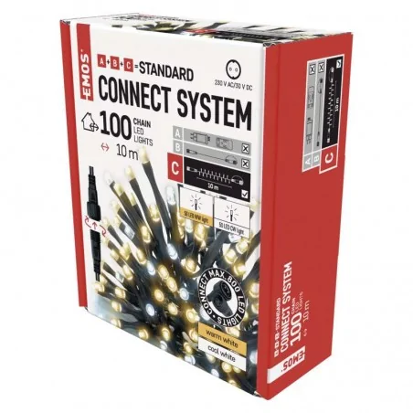 Oswietlenie-choinkowe - oświetlenie choinkowe - łączone 100xled 10m ciepła + zimna biel, ip44 d1an01 emos 