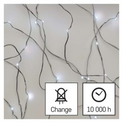 Dekoracje-swiateczne-led - drucik świecący - łezki 100xled nano 10m zimna biel, ip44 timer d3ac01 emosa 