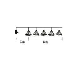 Dekoracje-swiateczne-led - dekoracyjny łańcuch led - frędzle 8m, zimna biel, ip20 timer d3ac10 emos 