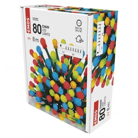 Oswietlenie-choinkowe - okrągłe światełka na choinkę 80xled 8m, multicolor, ip44, timer d5am02 emos 