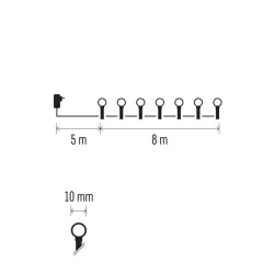Oswietlenie-choinkowe - okrągłe światełka na choinkę 80xled 8m, multicolor, ip44, timer d5am02 emos 