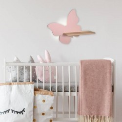 Oswietlenie-do-pokoju-dzieciecego - kinkiet różowy motylek z półką wtyczka plus przewód butterfly 21-85177 5w led kids candellux 