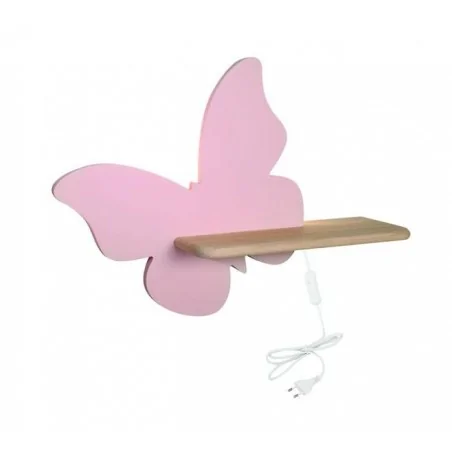 Oswietlenie-do-pokoju-dzieciecego - kinkiet różowy motylek z półką wtyczka plus przewód butterfly 21-85177 5w led kids candellux 