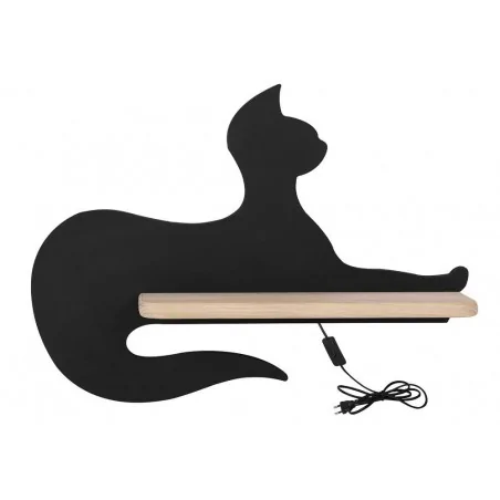 Oswietlenie-do-pokoju-dzieciecego - lampka w kształcie kota z podświetlaną półką z przewodem 5w led iq kids cat 21-75642 candellux 