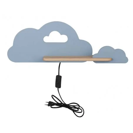 Oswietlenie-do-pokoju-dzieciecego - kinkiet z półką niebieskie chmurki do pokoju dziecięcego z przewodem 5w led iq kids cloud 21-75710 candellux 