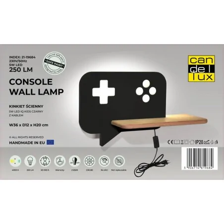 Oswietlenie-do-pokoju-dzieciecego - lampa ścienna konsola dla gracza z przewodem 5w led kids console 21-19684  candellux 