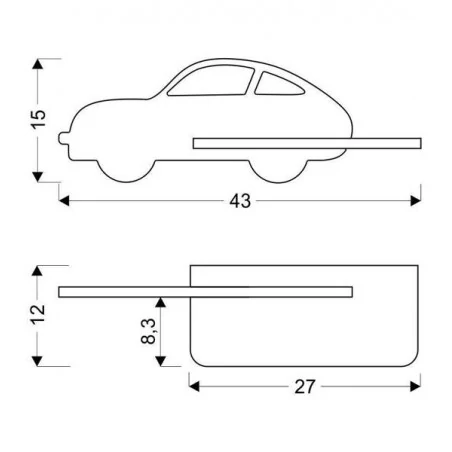 Oswietlenie-do-pokoju-dzieciecego - lampka led z półką miętowy samochodzik przewód 5w led kids car 21-85092 candellux 