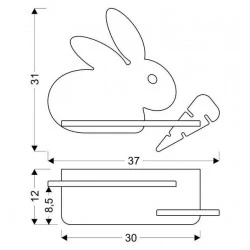 Oswietlenie-do-pokoju-dzieciecego - lampka ścienna szary królik do pokoju dziecka kids rabbit 21-84743 candellux 