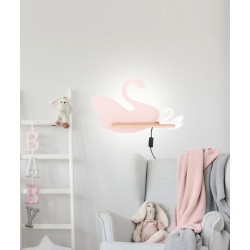 Oswietlenie-do-pokoju-dzieciecego - lampka z półką nad łóżeczko dziecięce łabędzie z włącznikiem 5w 21-05557 candellux 