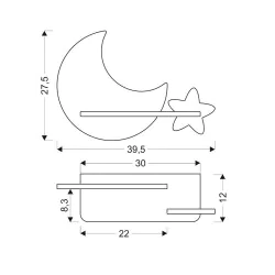 Oswietlenie-do-pokoju-dzieciecego - lampka nad łóżko do pokoju niemowlaka księżyc gwiazdy z wtyczką moon 21-75727  candellux 