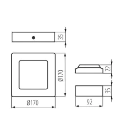 Oprawy-sufitowe - oprawa sufitowa led typu downlight kwadratowa 12w 3000k kanti v2led 12w-ww-w 33550 kanlux 