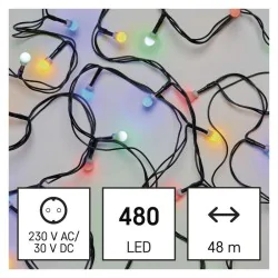 Oswietlenie-choinkowe - multikolorowe światełka choinkowe 480xled 48m, ip44, timer d5am07 emos 