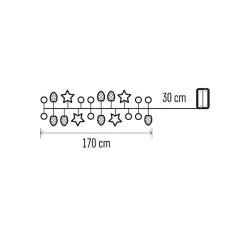Dekoracje-swiateczne-led - łańcuch świecący z szyszkami i gwiazdkami 20xled 1,7m, 2xaa, ciepła biel, ip20 dcgw04 emos 